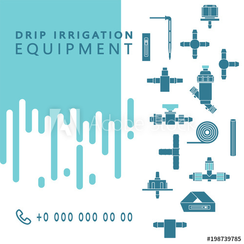 500x500 Drip Irrigation Vector Background With Line Icons Of Equipment