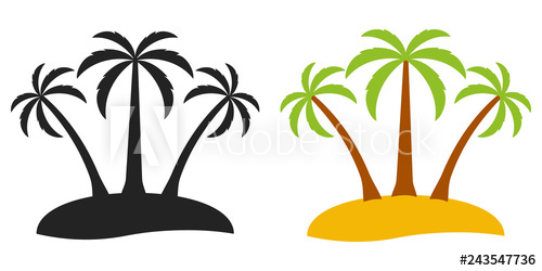 Palm Tree Desert Island, Vector Logo For Tourism Three Palm Trees 500x250 Palm Tree Desert Island, Vector Logo For Tourism Three Palm Trees