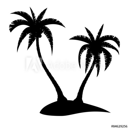 Palm Trees Silhouette On Tropical Island, Vector Illustration 500x500 Palm Trees Silhouette On Tropical Island, Vector Illustration