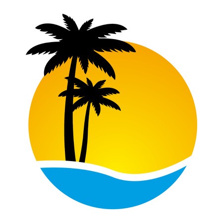 Sunset And Palm Trees On Island, Vector Illustration Royalty Free 450x450 Sunset And Palm Trees On Island, Vector Illustration Royalty Free