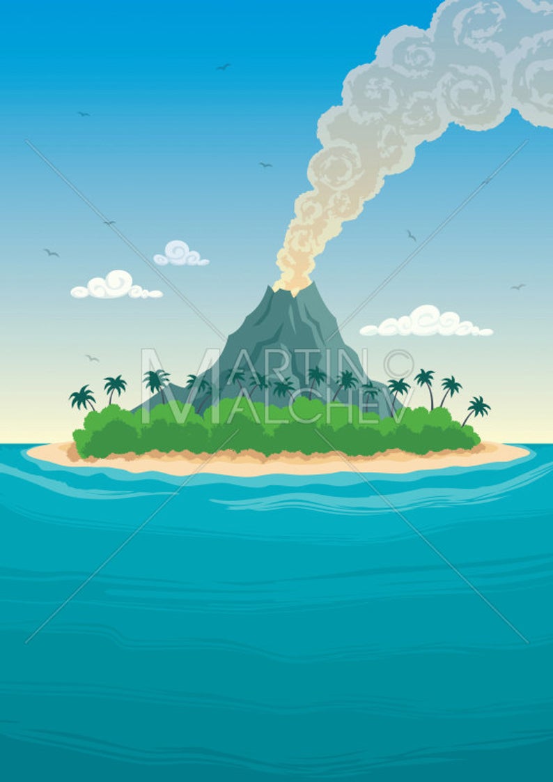Tropical Island Vector Cartoon Clipart Illustration Exotic Etsy 794x1122 Tropical Island Vector Cartoon Clipart Illustration Exotic Etsy