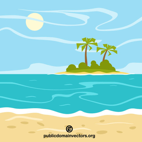 Tropical Island Vector Clip Art 500x500 Tropical Island Vector Clip Art
