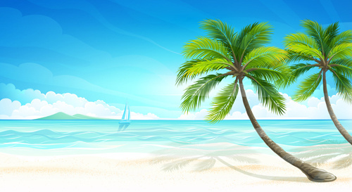 Tropical Island Vector Free Vector Download 500x273 Tropical Island Vector Free Vector Download