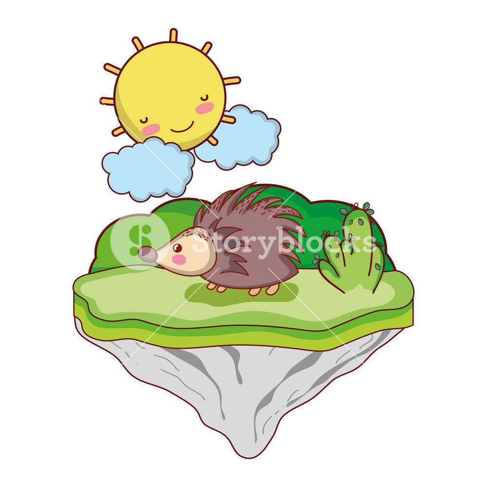 Nice Porcupine Animal In The Float Island Vector Illustration 1000x1000 Nice Porcupine Animal In The Float Island Vector Illustration