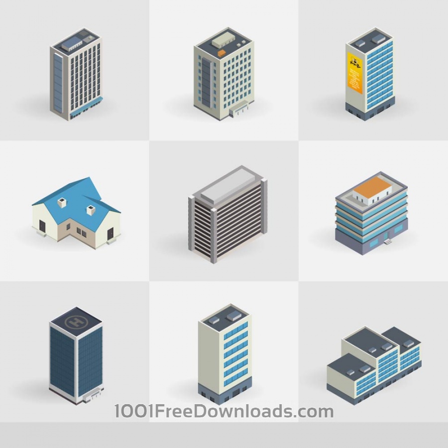900x900 Free Vectors Isometric Vector Buildings Icons Icons