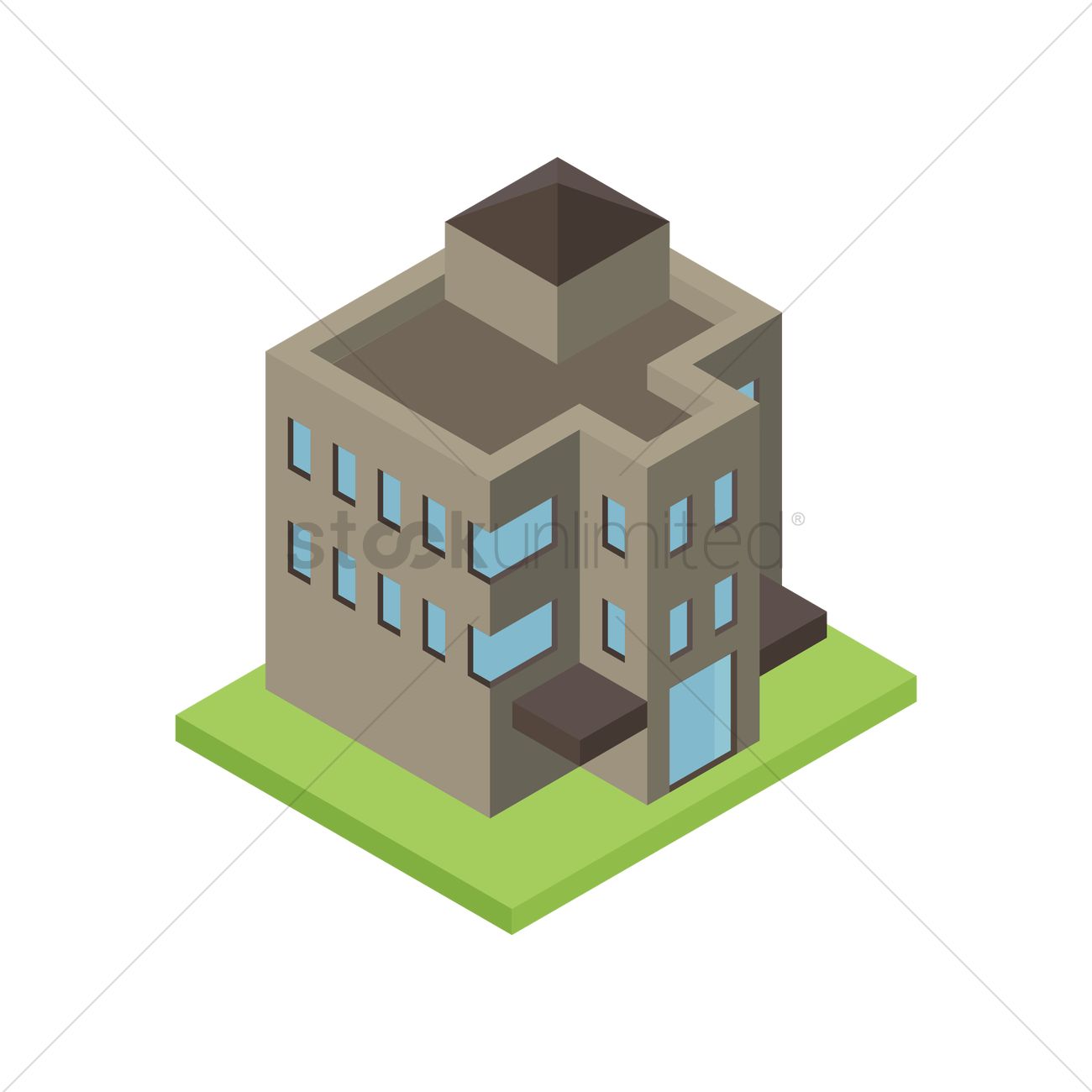 1300x1300 Isometric Building Vector Image