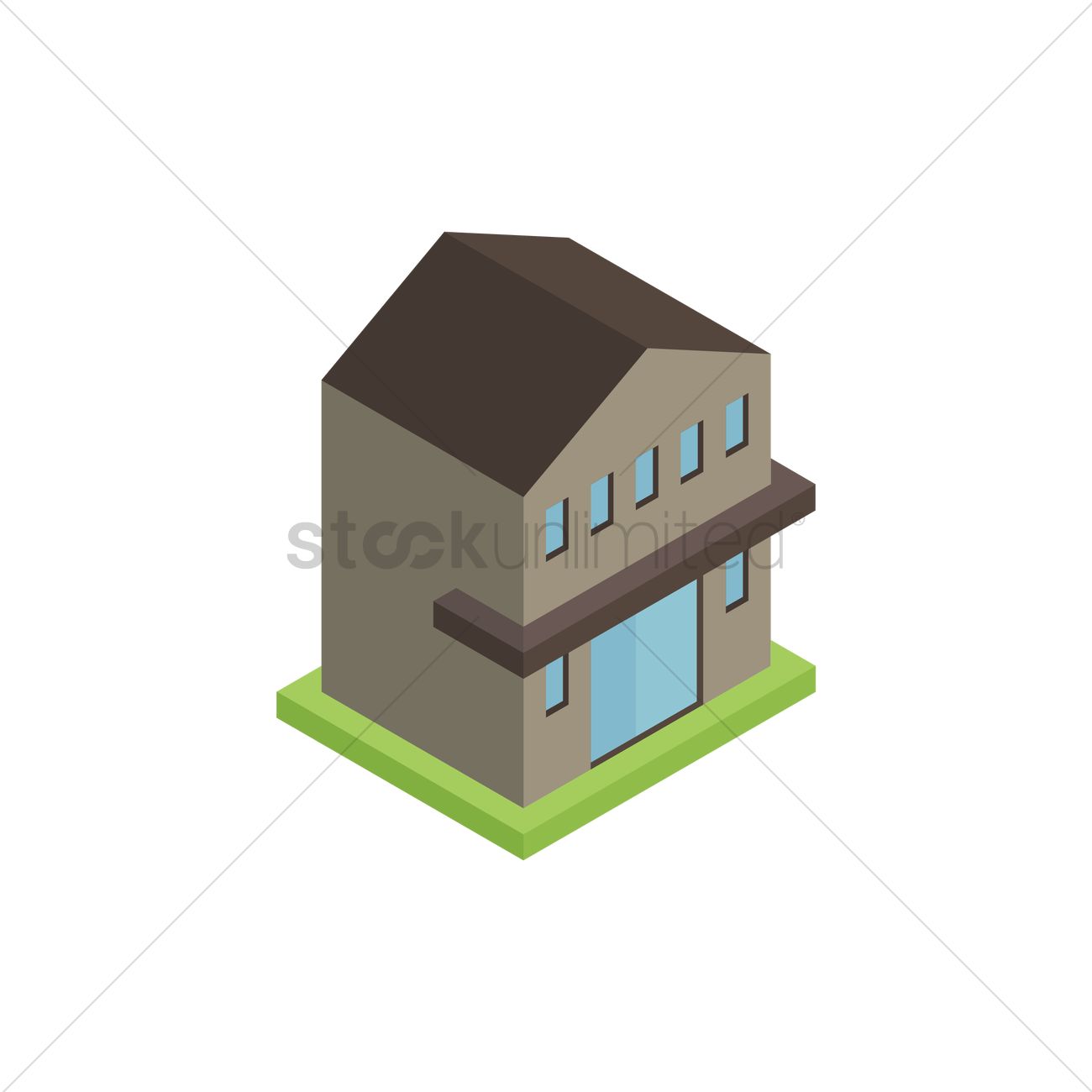 1300x1300 Isometric Building Vector Image