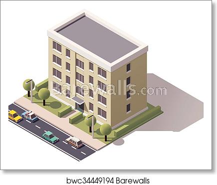 435x370 Vector Isometric Building, Art Print Barewalls Posters Prints