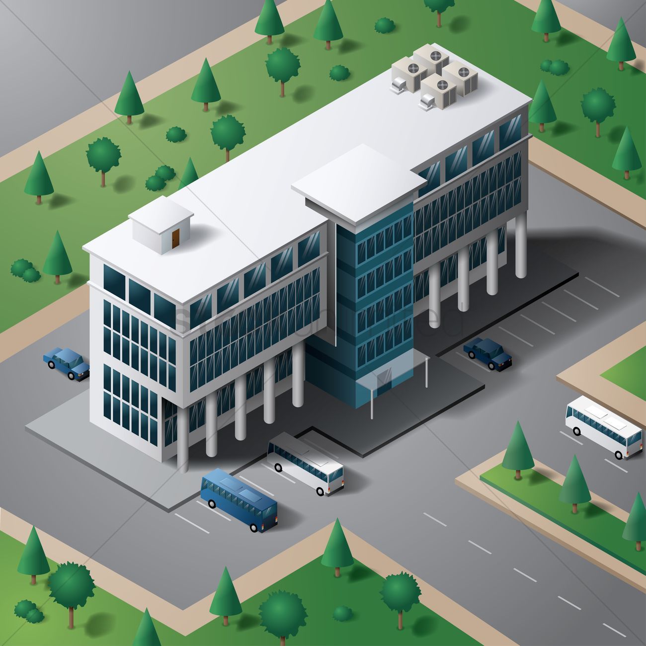 1300x1300 Isometric Building Vector Graphic