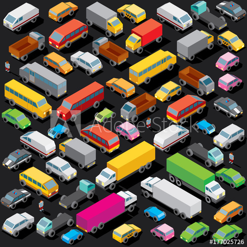 500x500 Isometric Cars Parking Vector Image
