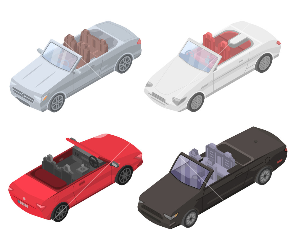 1000x846 Cabriolet Car Icons Set Isometric Set Of Cabriolet Car Vector