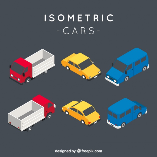 626x626 Set Of Isometric Urban Vehicles Vector Free Download