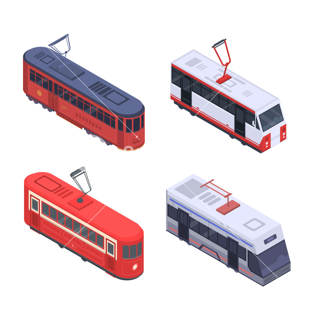 1000x1000 Tram Car Icon Set Isometric Set Of Tram Car Vector Icons For Web