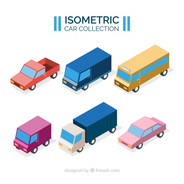 626x626 Various Colored Vehicles In Isometric Design Vector Free Download