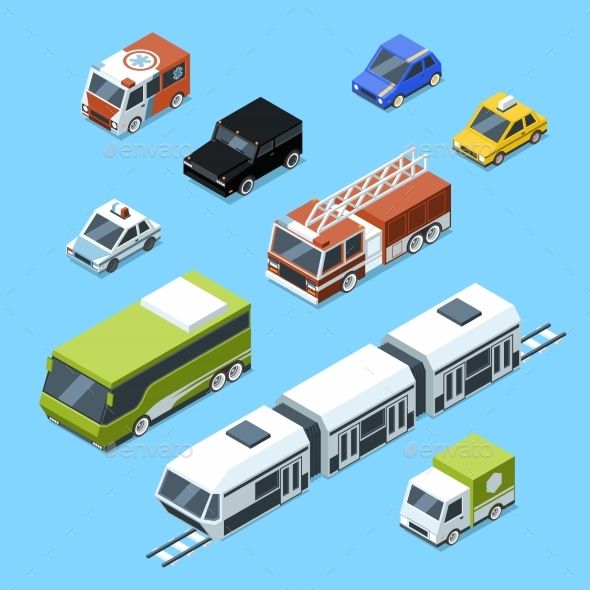 590x590 Vector Isometric Transport, Car Icons Set Icons Isometric