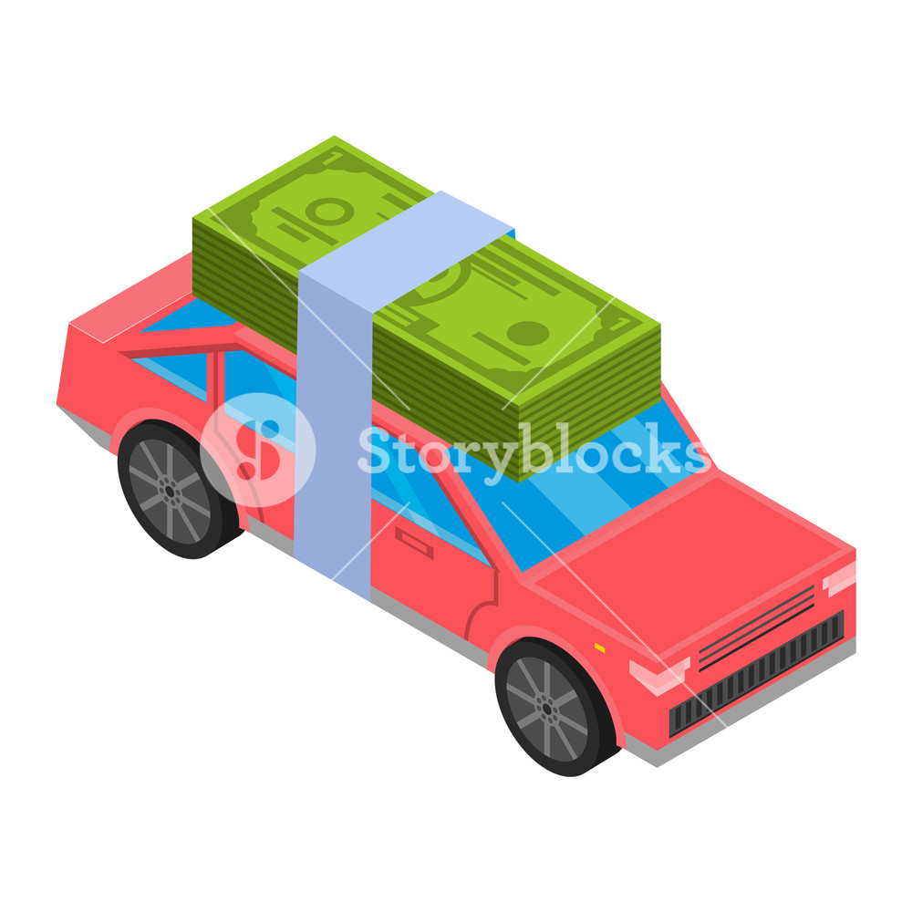 1000x1000 Credit Money Car Icon Isometric Of Credit Money Car Vector Icon
