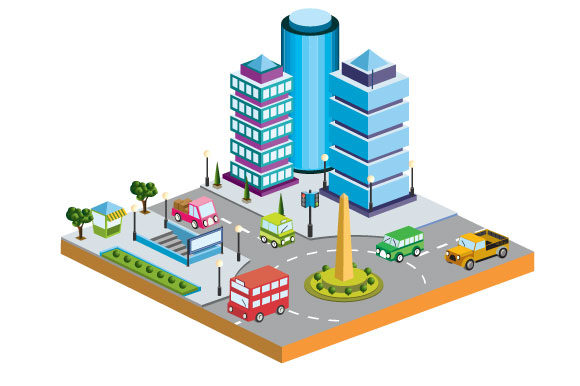 Isometric City Vector Graphic 580x386 Isometric City Vector Graphic