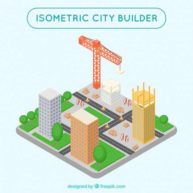 Isometric City, Building Work Vector Free Download 626x626 Isometric City, Building Work Vector Free Download
