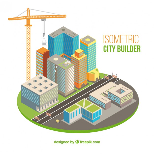 Big City With Crane In Isometric Style Vector Free Download 626x626 Big City With Crane In Isometric Style Vector Free Download