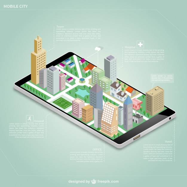 Isometric City On A Mobile Screen Vector Free Download 626x626 Isometric City On A Mobile Screen Vector Free Download