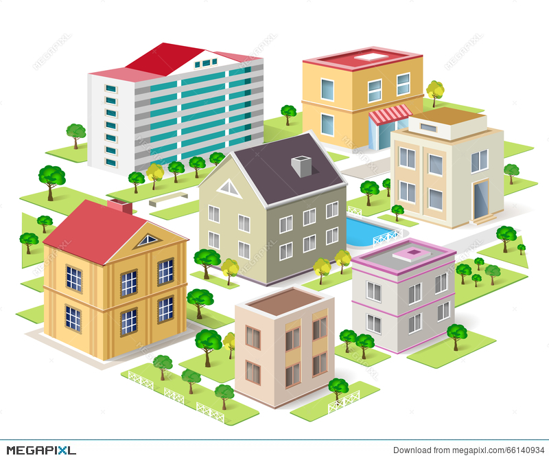 Set Of Detailed Isometric City Buildings Vector Isometric City 800x670 Set Of Detailed Isometric City Buildings Vector Isometric City