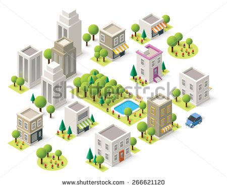 Set Of The Isometric City Buildings, Shops And Other Elements 450x374 Set Of The Isometric City Buildings, Shops And Other Elements