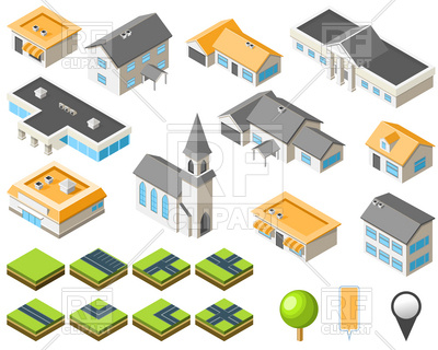 Suburban Community Isometric City Kit Vector Image Of Architecture 400x320 Suburban Community Isometric City Kit Vector Image Of Architecture