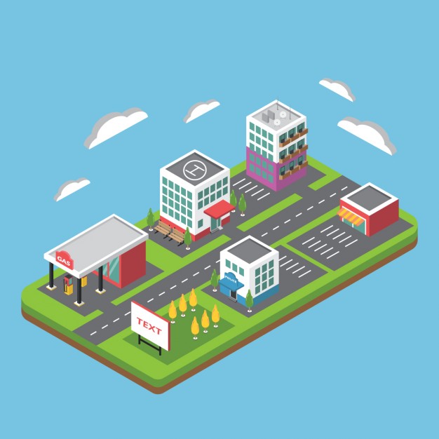 Flat Isometric City Vector Free Download 626x626 Flat Isometric City Vector Free Download