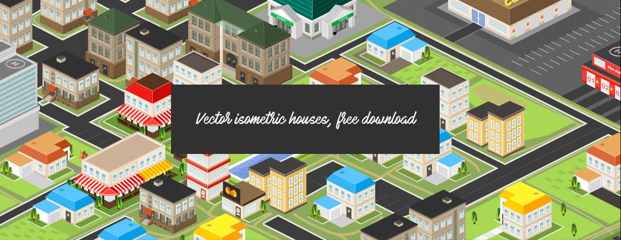 Free Vector Isometric City 1260x488 Free Vector Isometric City
