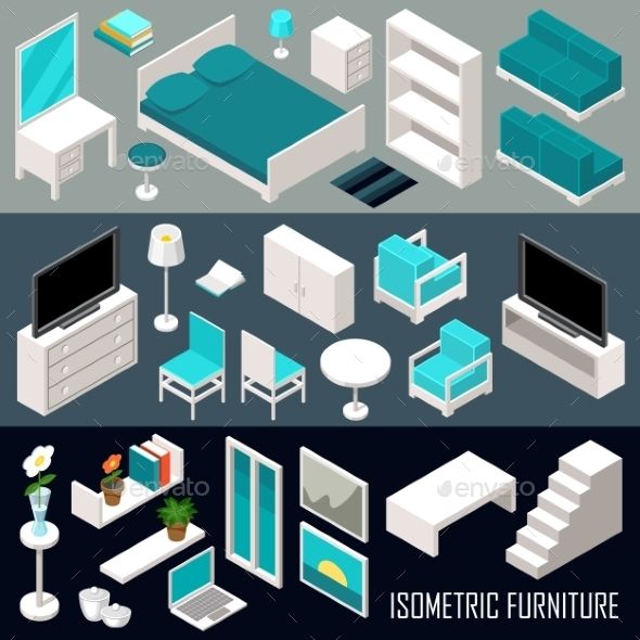 590x590 Isometric Furniture Set