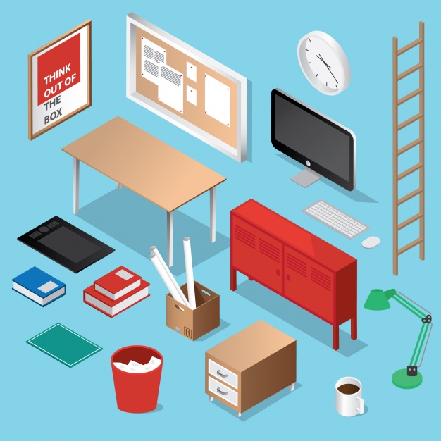 626x626 Isometric Furniture Collection Vector Free Download