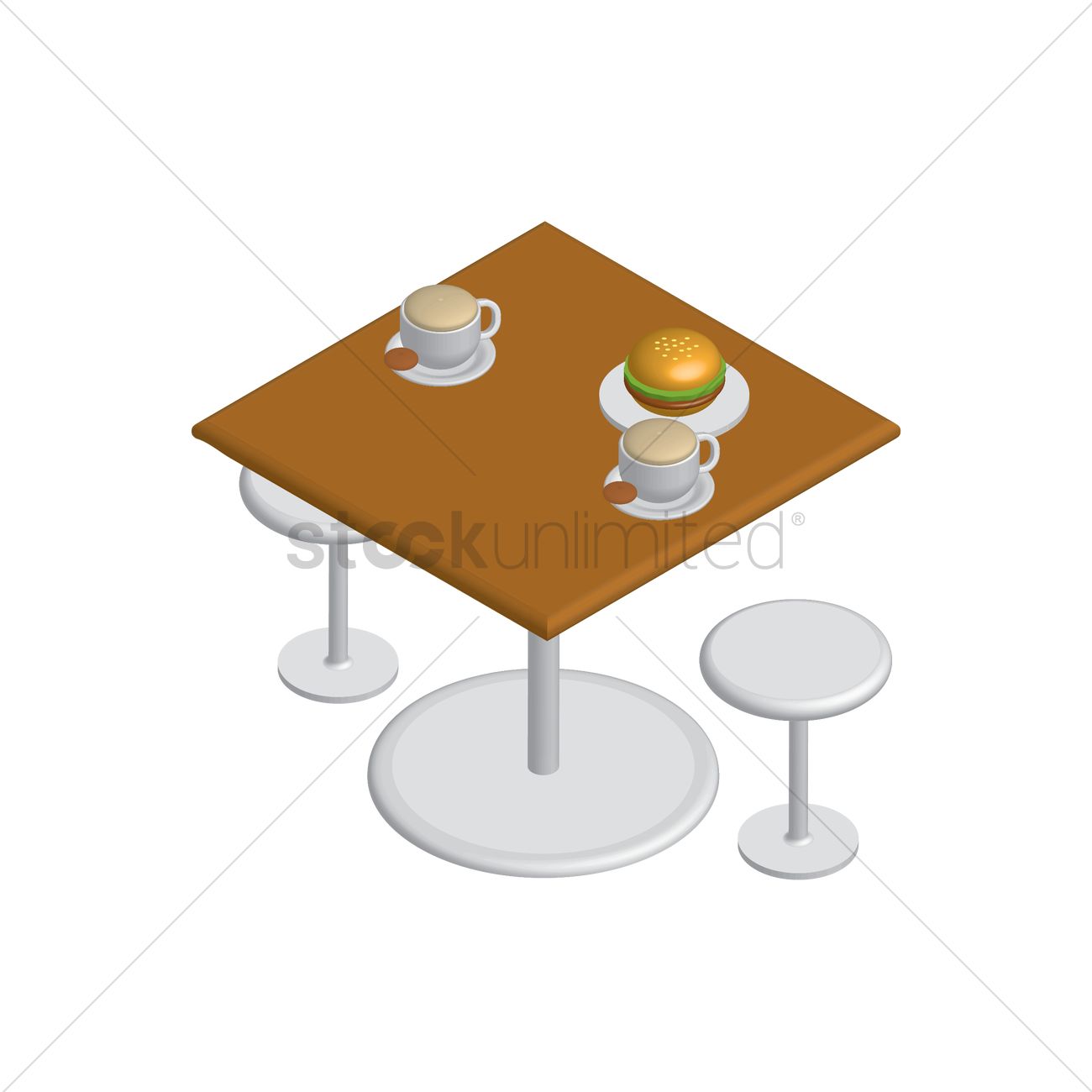 1300x1300 Isometric Table And Chairs Vector Image