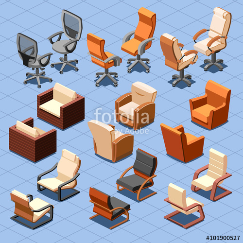500x500 Chair And Armchair Isometric Vector Set Chair Interior Armchair
