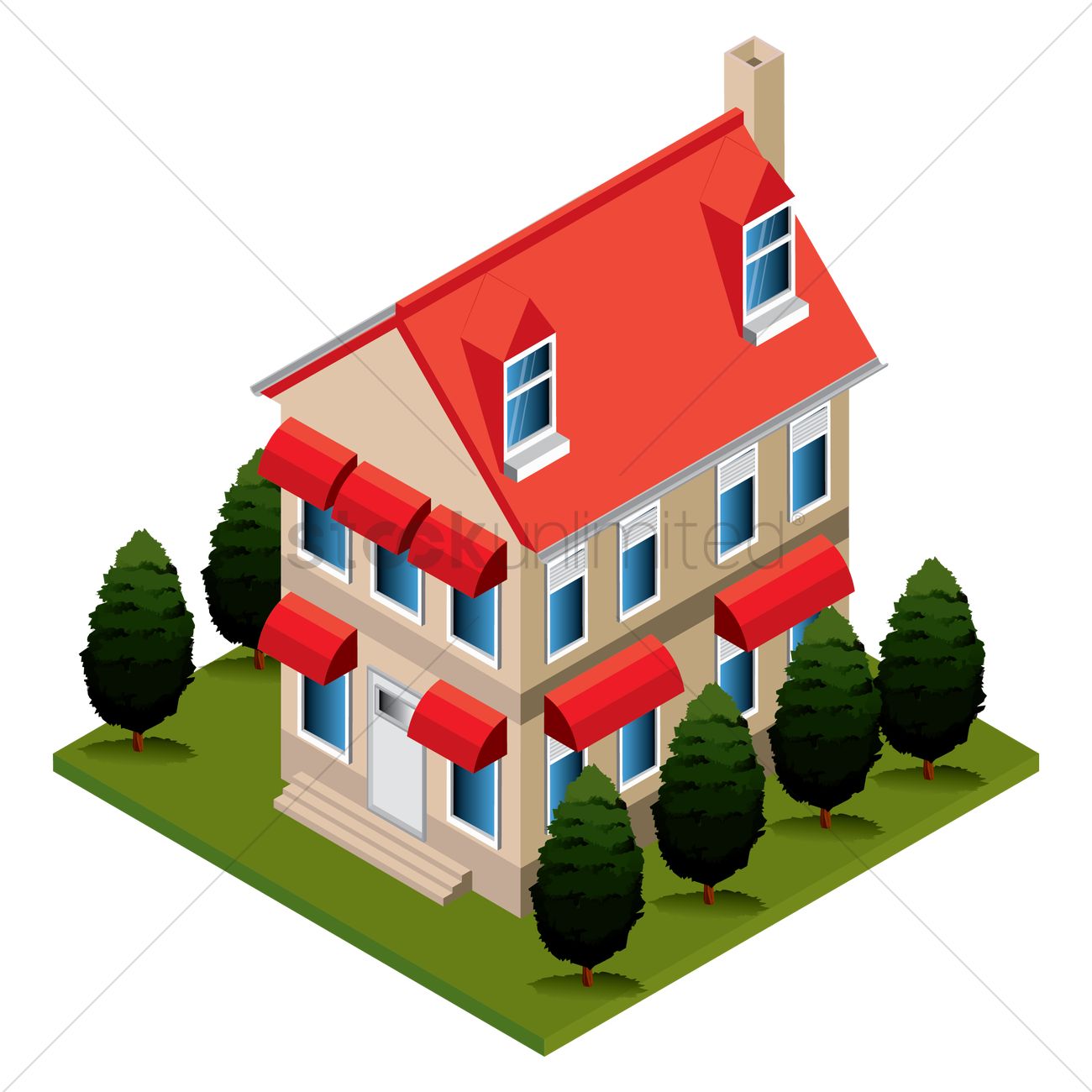 1300x1300 Isometric House Vector Image