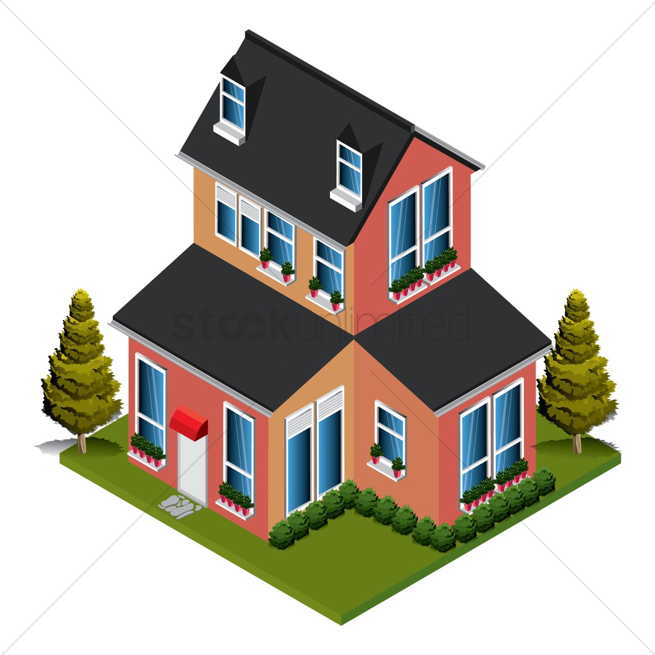 1300x1300 Isometric House Vector Image