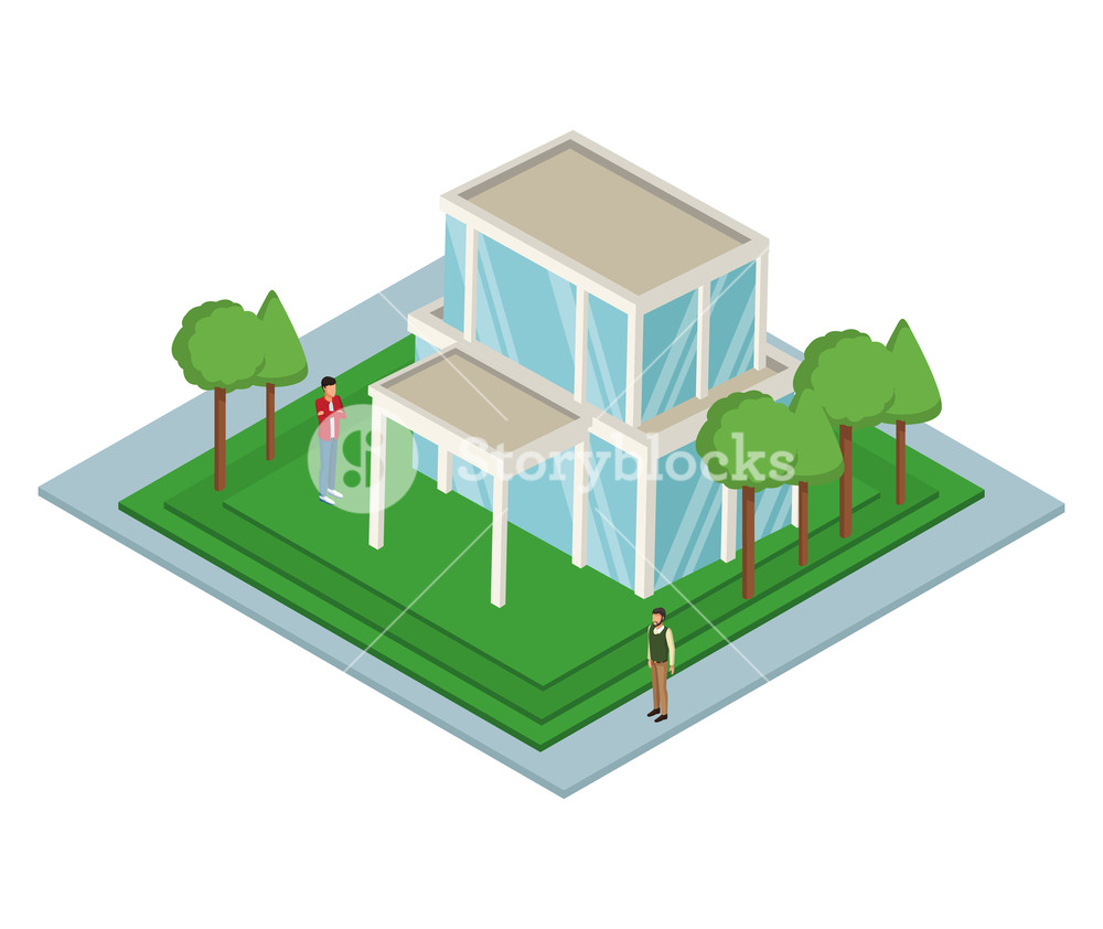 1000x842 Isometric House With People Vector Illustration Graphic Design