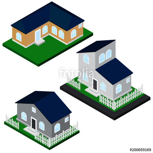 500x500 Isometric Houses Vector Stock Image And Royalty Free Vector