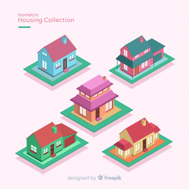 626x626 Pack Of Isometric Houses Vector Free Download