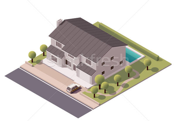 600x414 Vector Isometric House Vector Illustration Taras Livyy