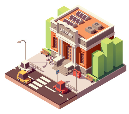 500x442 Library Vector Isometric Building Free Download