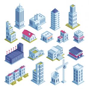 300x300 Isometric Building For D City Map Set Vector Handandbeak