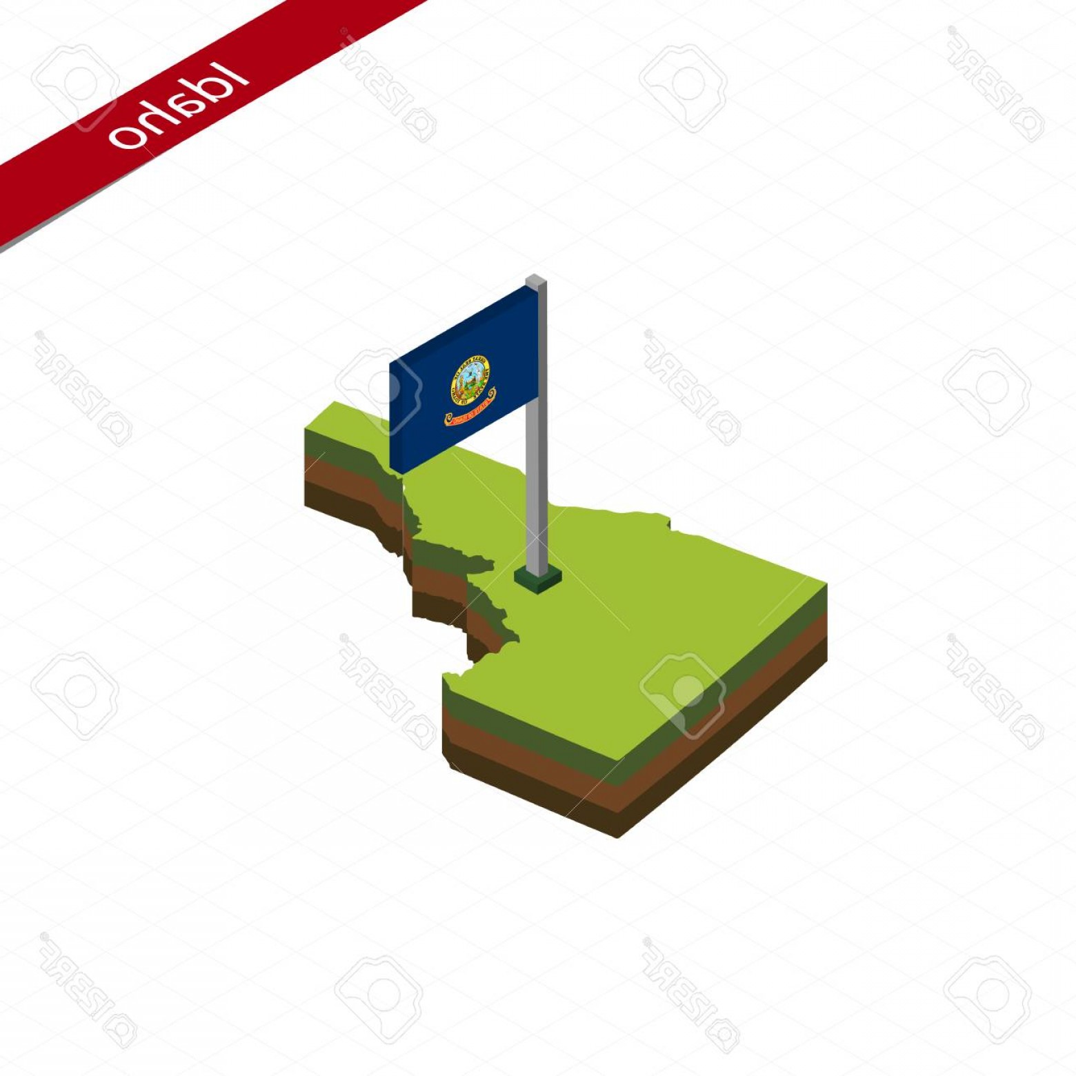 1560x1560 Photostock Vector Isometric Map And Flag Of Idaho D Isometric