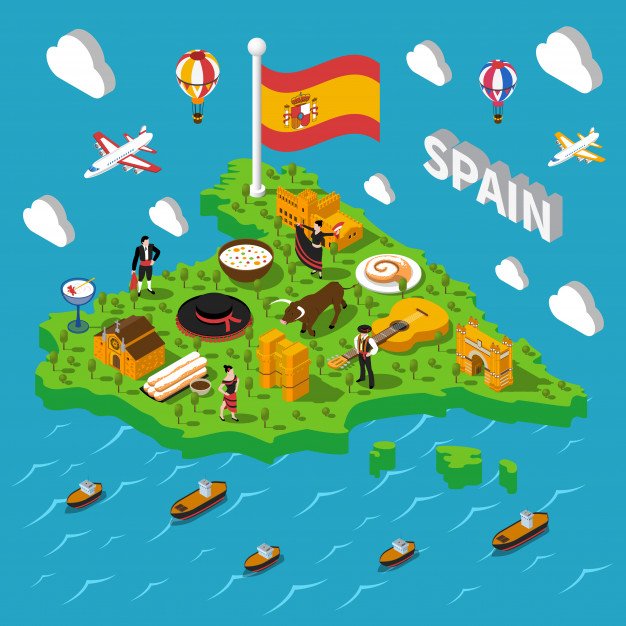 626x626 Spain Isometric Map Illustration Vector Free Download