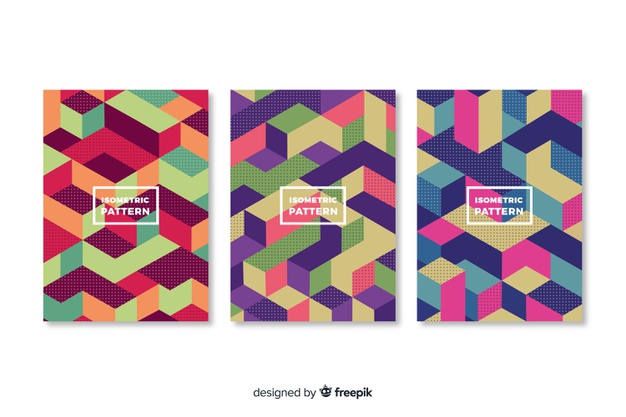 626x417 Isometric Geometric Pattern Cover Collection Vector Free Download