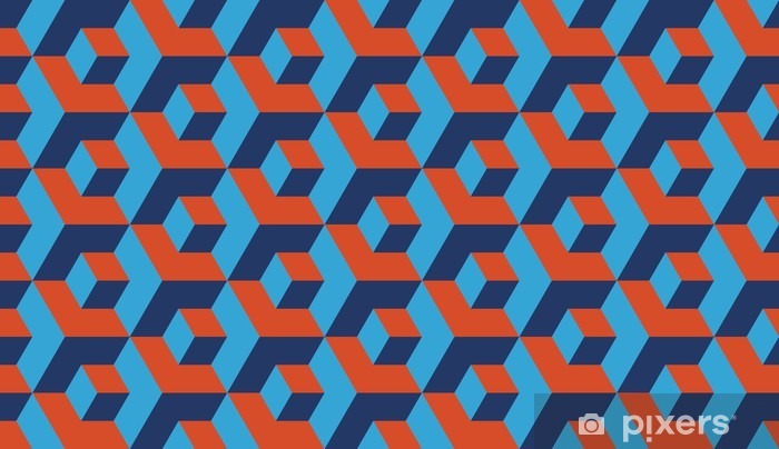 700x404 Seamless Navy Blue And Orange Op Art Isometric Cubes Illusion