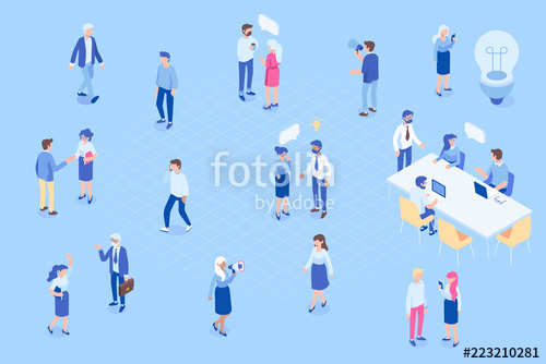 500x334 Isometric People Vector Set Office Life Isometric Office