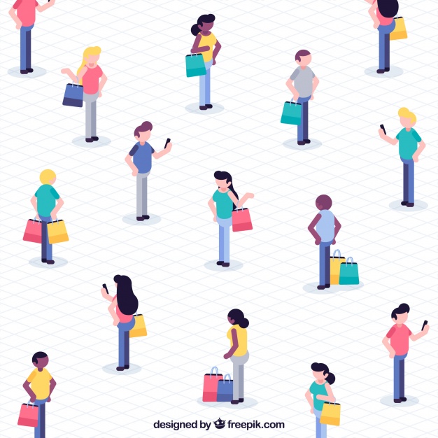 626x626 Isometric Shopping Concept With People Vector Free Download
