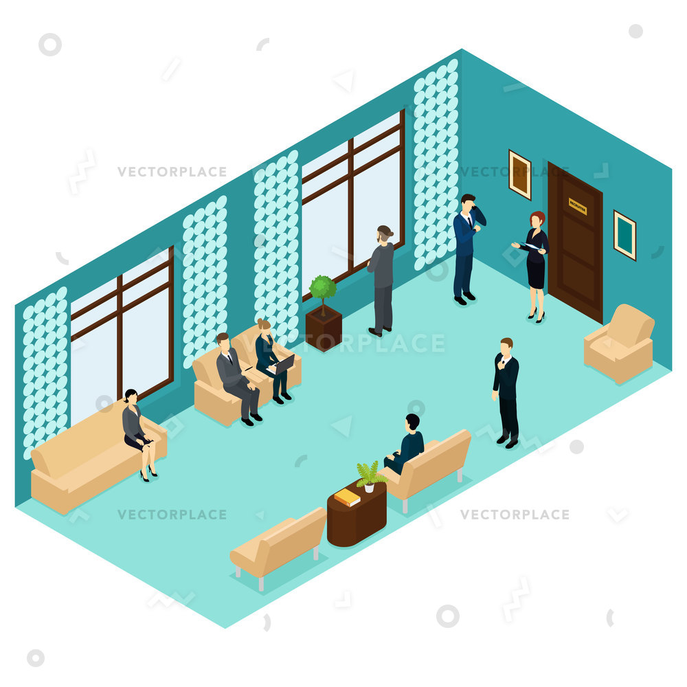 1000x1000 Isometric Human Personnel Recruitment Template People Vector