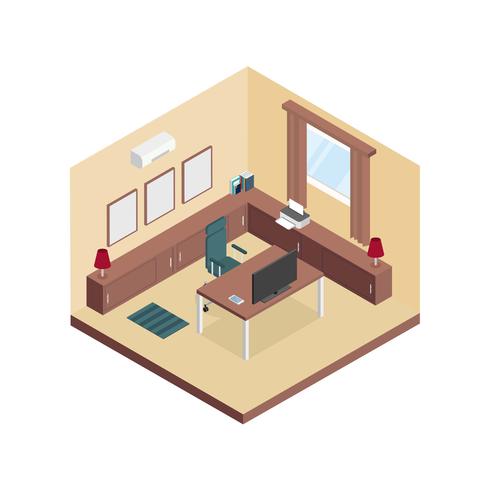 490x490 Isometric Workspace Room Vector