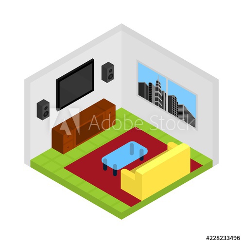 500x500 Isometric Living Family Room Vector